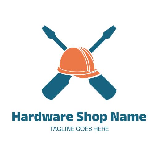 Strong Blue and Orange Tools Representing Hardware Shop Logo Template