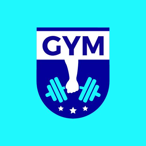 Strong Blue and White Gym Badge Highlighting Fitness Logo Template