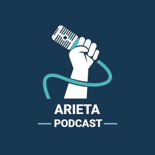 Strong Blue and White Microphone Design for Podcast Logo Template