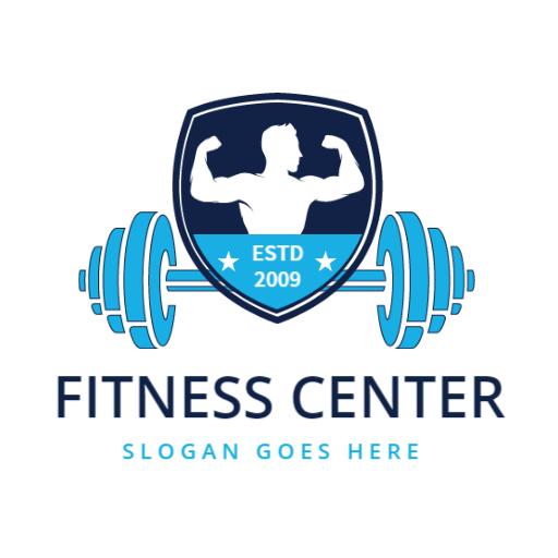 Strong Blue Fitness Center Emphasizing Strength and Community Logo Template