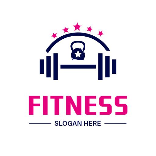 Strong Pink and Navy Fitness Brand Representing Strength Logo Template