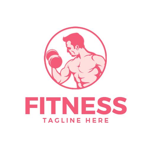 Strong Pink Fitness Logo Featuring Weightlifting Champion Logo Template
