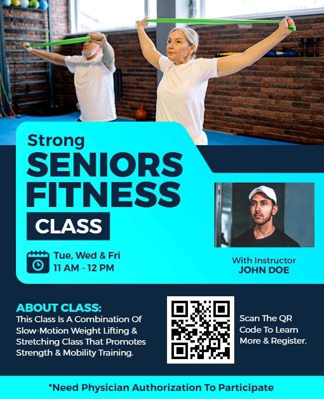Strong Seniors Fitness Class Promotional Flyer Template