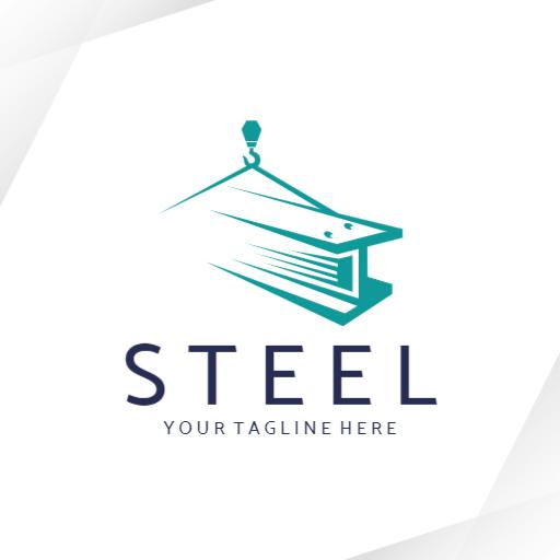Strong Teal and White Design for Steel Industry Logo Template
