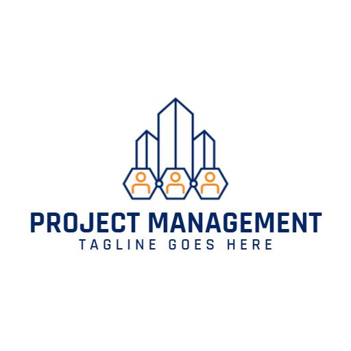 Structured Blue and Orange Design for Project Management Logo Template