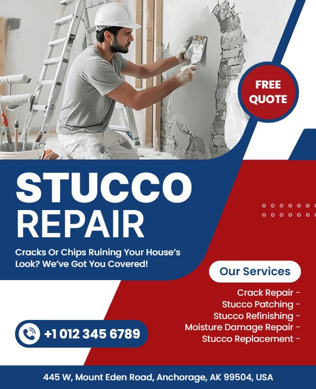 Stucco Repair Services Promotional Flyer Template