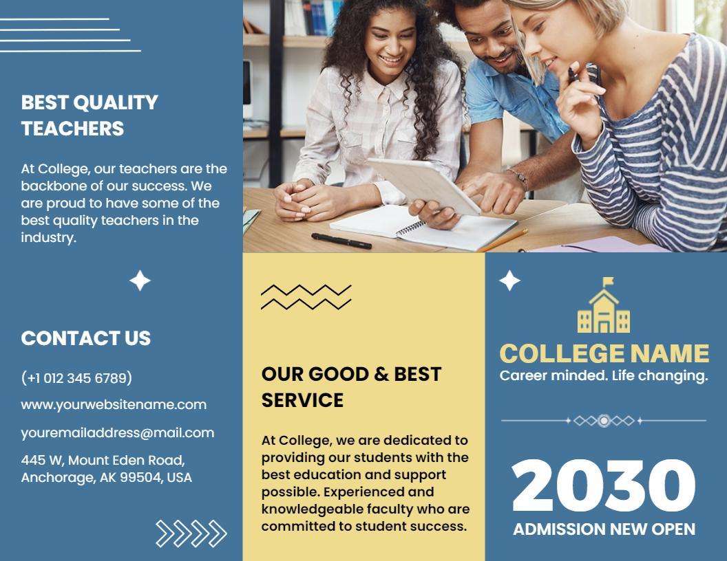 Student Campus Life Quality Education and Admission Brochure Template