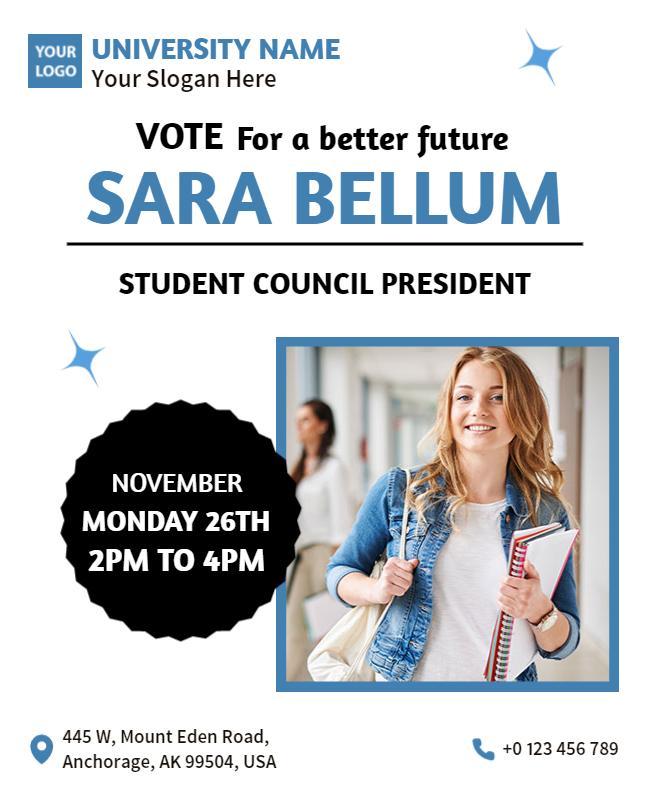 Modern Blue Student Council Election Campaign Flyer Template