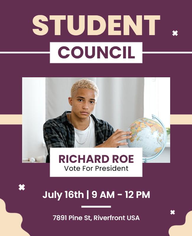 Modern Purple Student Council Election Flyer Template