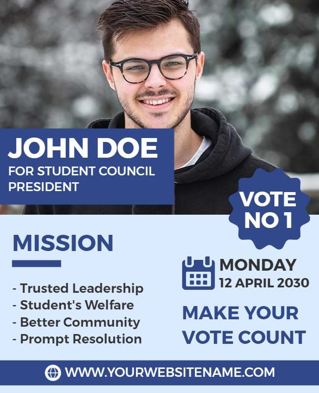 Modern Blue Student Council Election Flyer Template