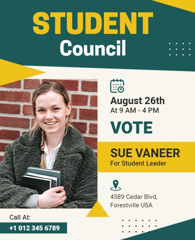 Bold Green Student Council Voting Election Flyer Template