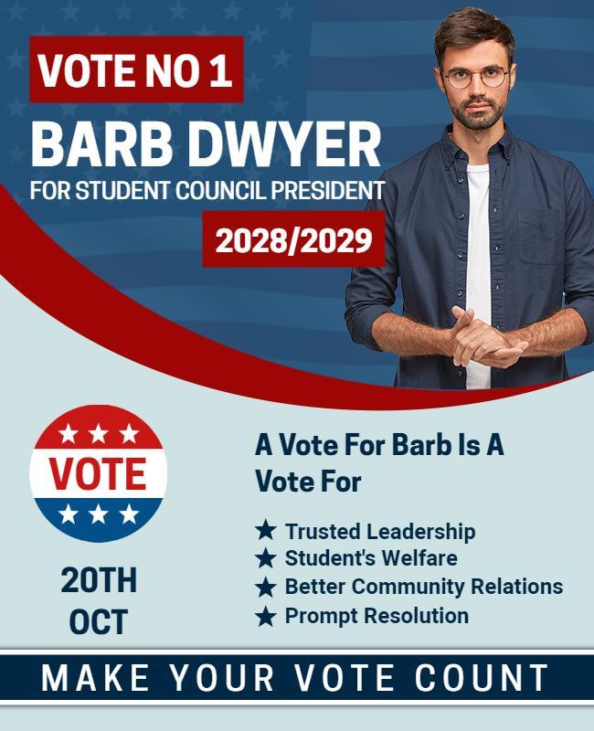 Patriotic Red and Blue Student Council Election Flyer Template