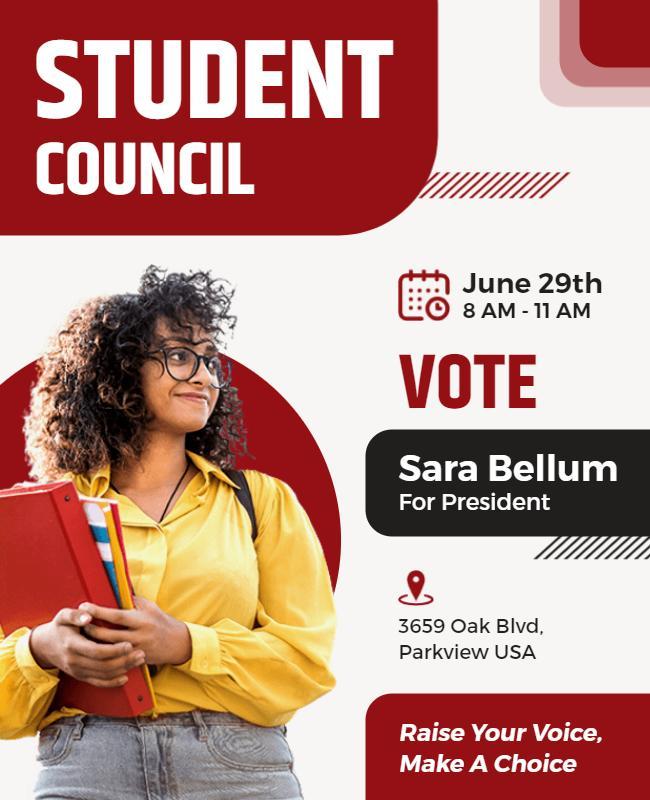 Bold Red Student Council Election Vote Flyer Template