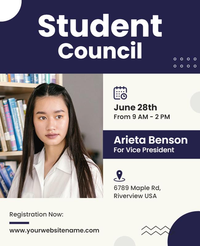 Modern Dark Blue Student Council Election Flyer Template