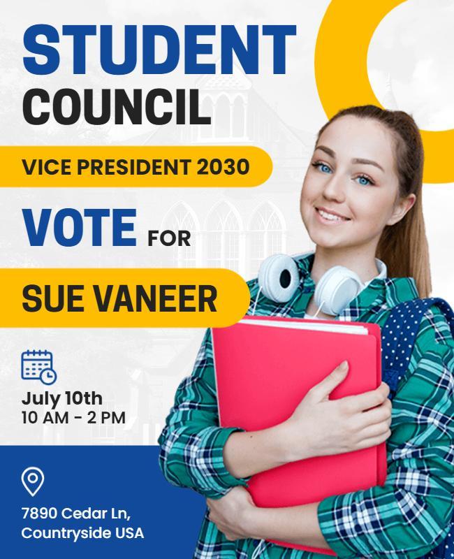 Bold Blue Student Council Election Flyer Template