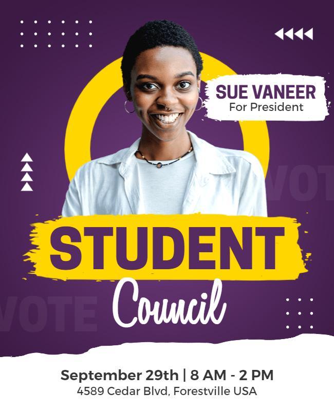 Bold Purple Student Council Election Campaign Flyer Template