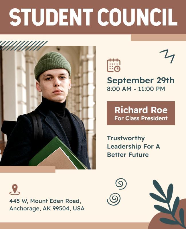 Modern Brown Student Council Election Event Flyer Template