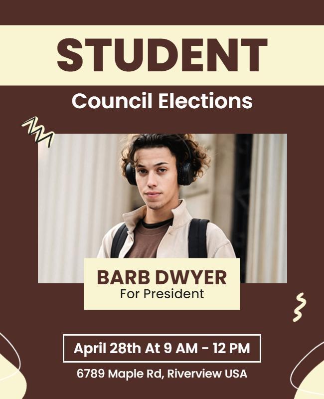 Modern Brown Student Council Elections Flyer Template