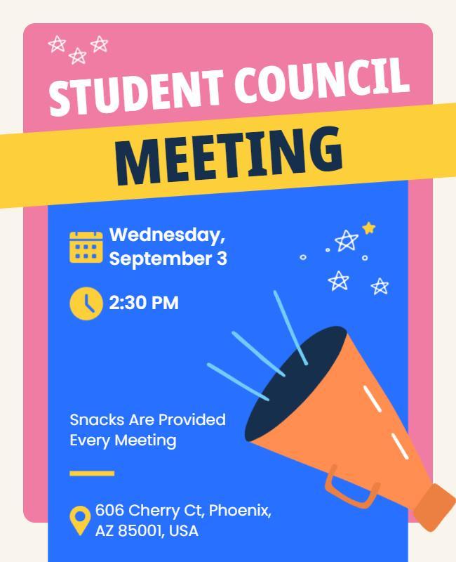 Student Council Meeting Announcement Flyer Template