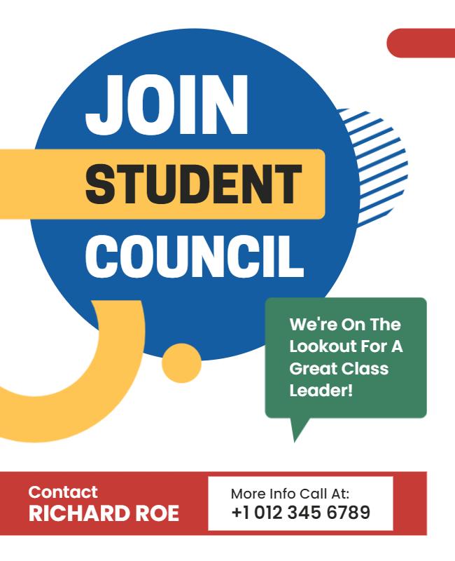 Modern Blue Join Student Council Recruitment Flyer Template