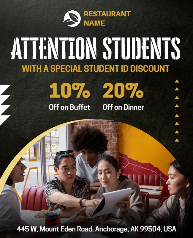 Student Discount Special Restaurant Flyer Template