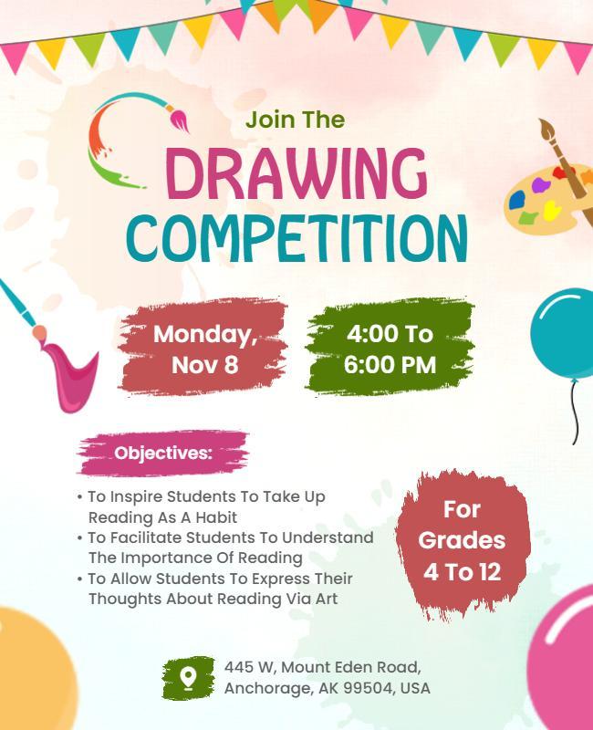 Student Drawing Competition Event Flyer Template