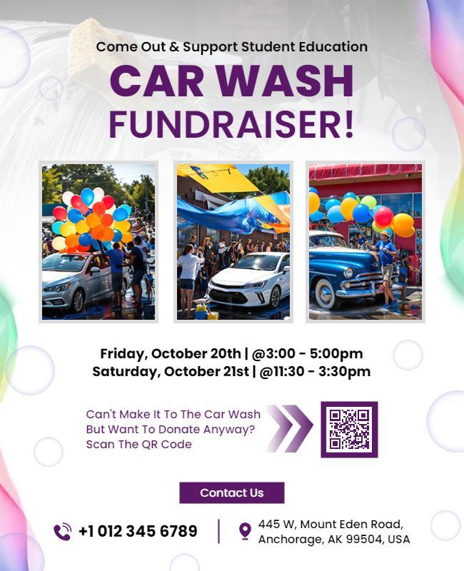 Student Education Car Wash Fundraiser Flyer Template