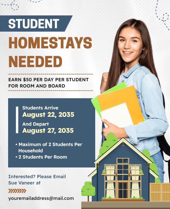 Student Homestay Recruitment Flyer Template