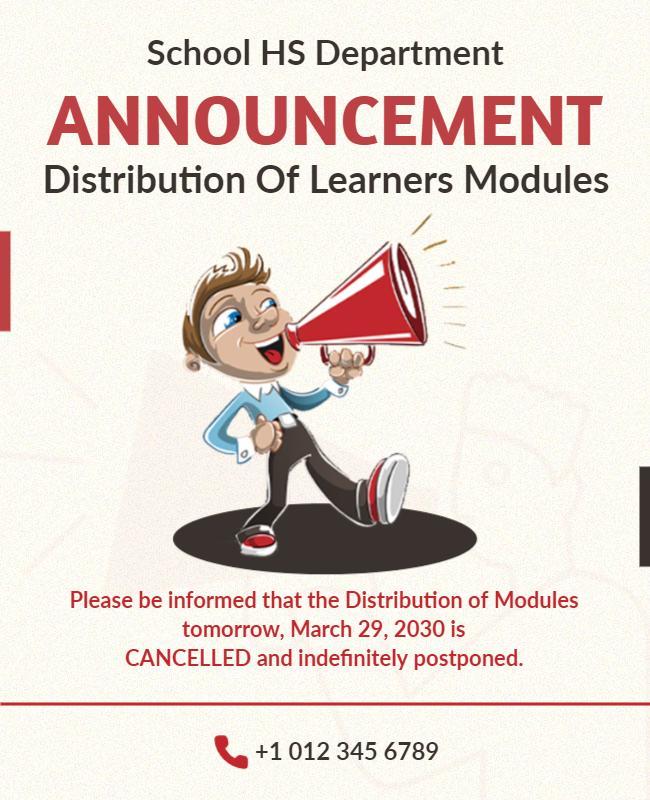 Student Module Distribution Announcement Flyer Template