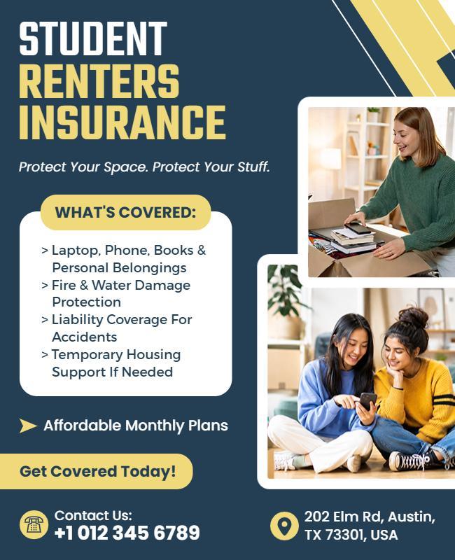 Student Renters Insurance Flyer Template