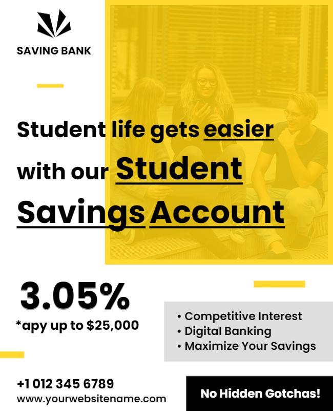 Student Savings Account Promotional Flyer Template