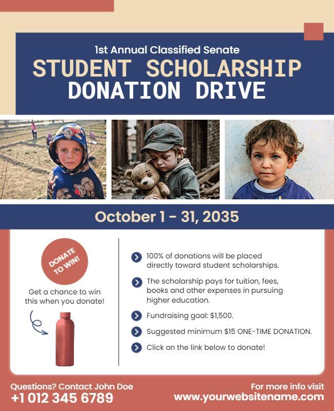 Student Scholarship Donation Drive Flyer Template