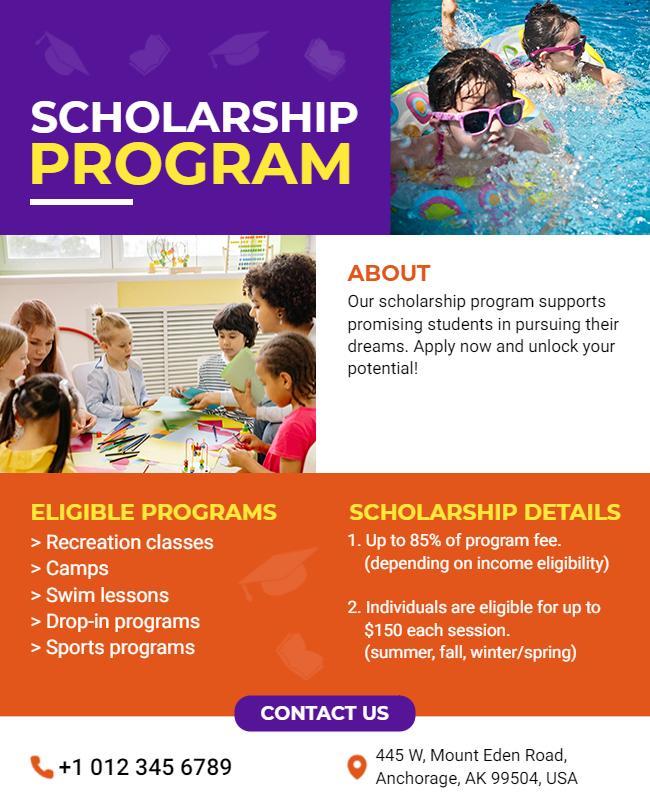 Student Scholarship Program Announcement Flyer Template