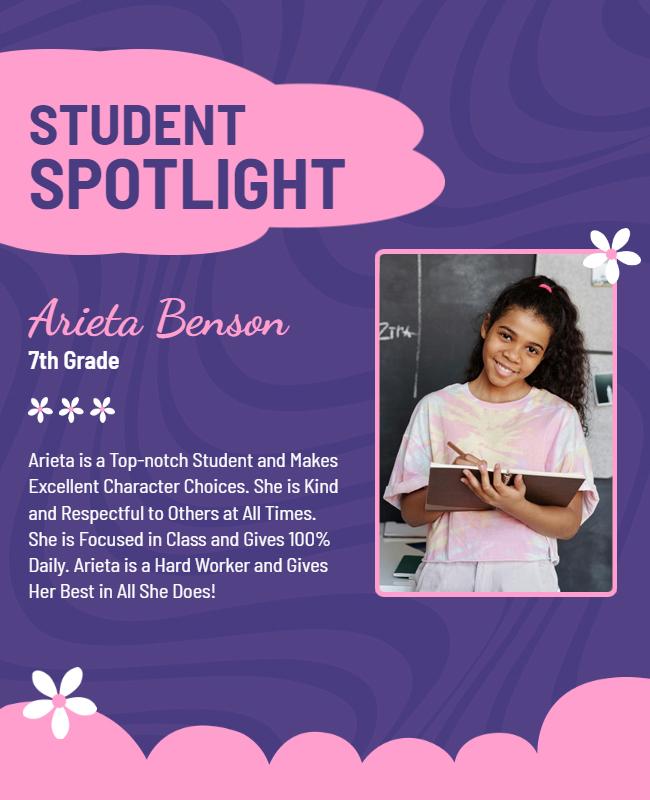 Student Spotlight Recognition Flyer Template