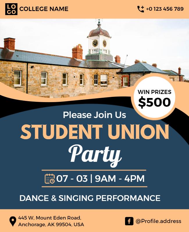 Student Union Dance and Singing Party Flyer Template