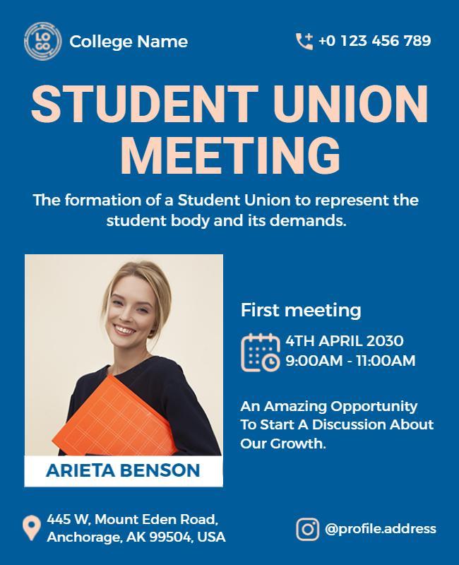 Student Union Meeting Event Announcement Flyer Template