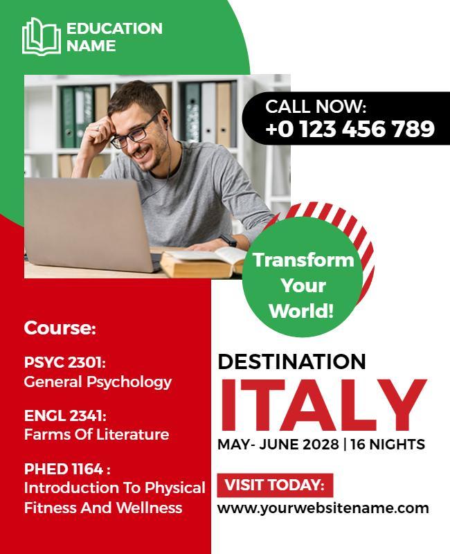 Study Abroad Program Italy Flyer Template