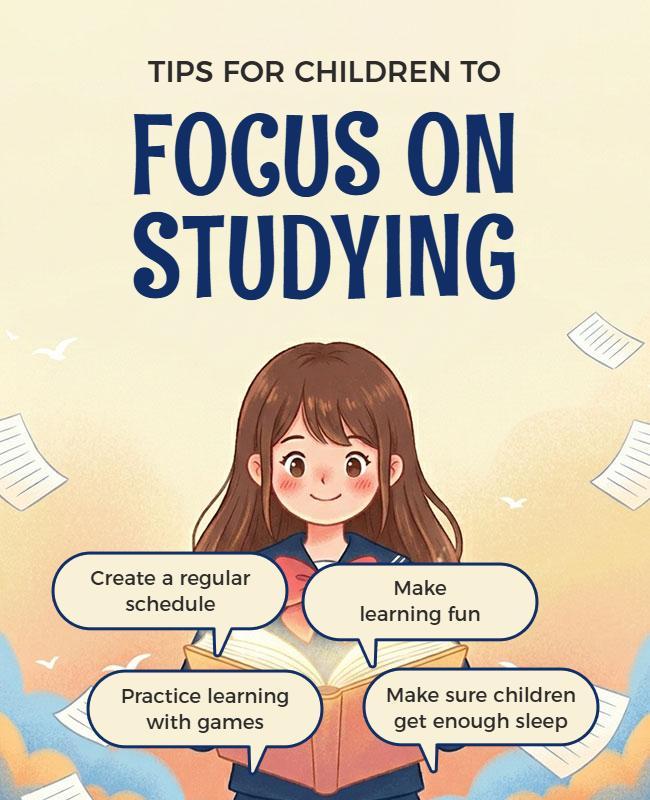 Study Focus Tips for Children Poster Template