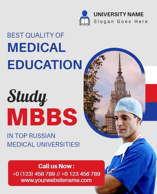 Study Mbbs in Russia Educational Flyer Template