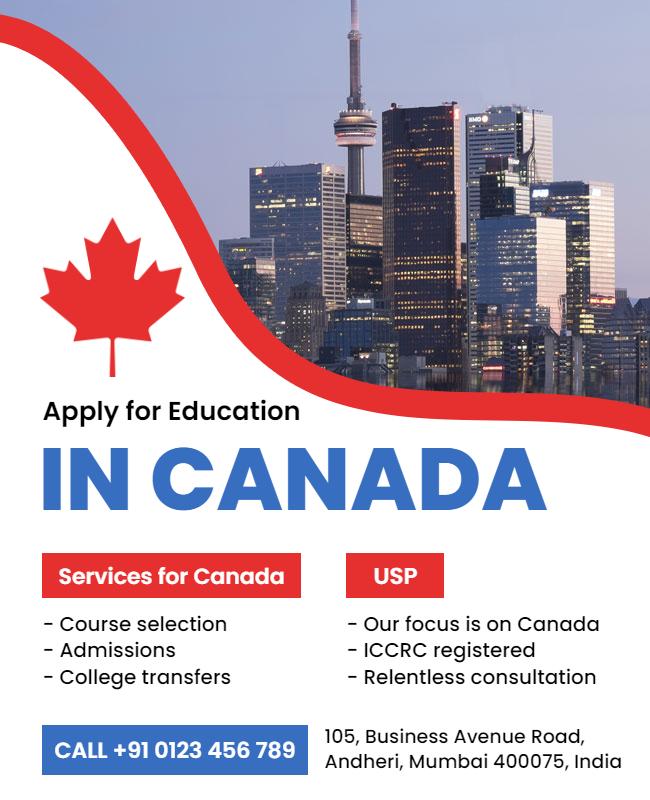 Study Opportunities in Canada Education Flyer Template