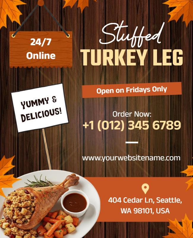 Stuffed Turkey Leg Restaurant Promotion Flyer Template