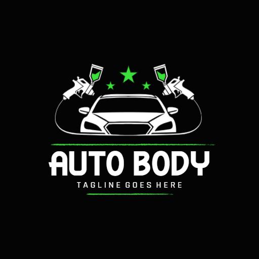 Stunning Black and Green Auto Body Repair Service Logo Template