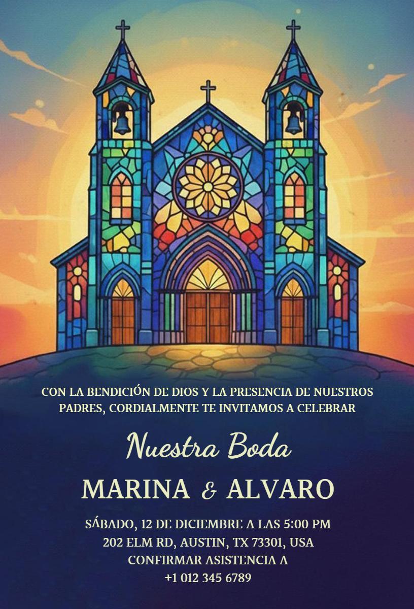 Stunning Church Wedding Ceremony Celebration Invitation Template