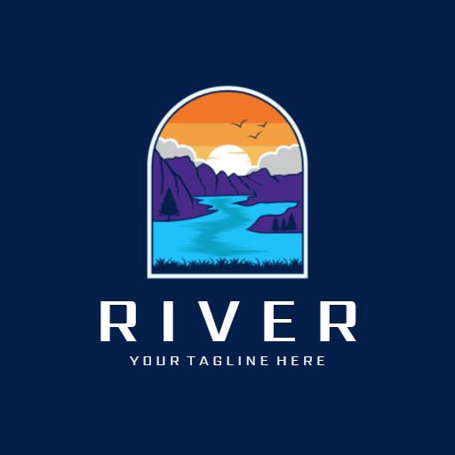Stunning Dramatic Landscape Featuring a River at Sunset Logo Template