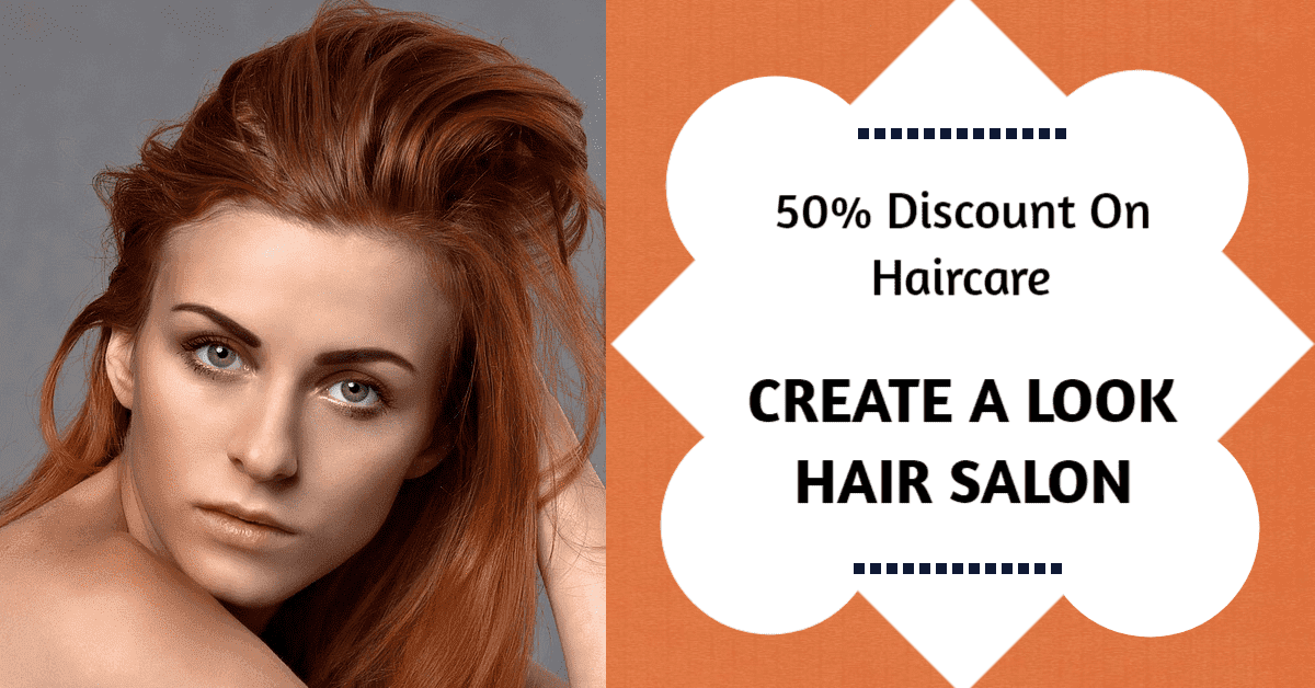 Stunning Hair Transformation with 50% Off in Salon Banner Template