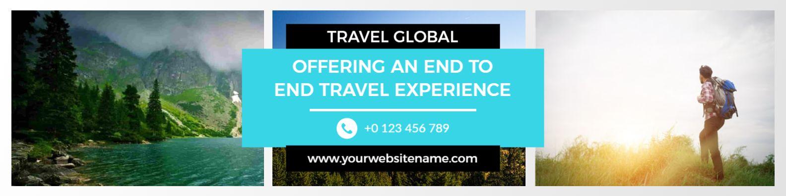 Stunning Mountain Landscape and Blue Water Travel Banner Template