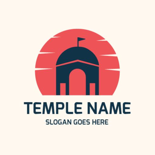 Stunning Silhouette of a Temple Against a Rising Sun Logo Template