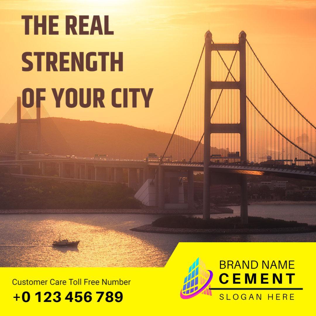 Stunning Sunset Bridge Construction Cement Promotion Ad Template