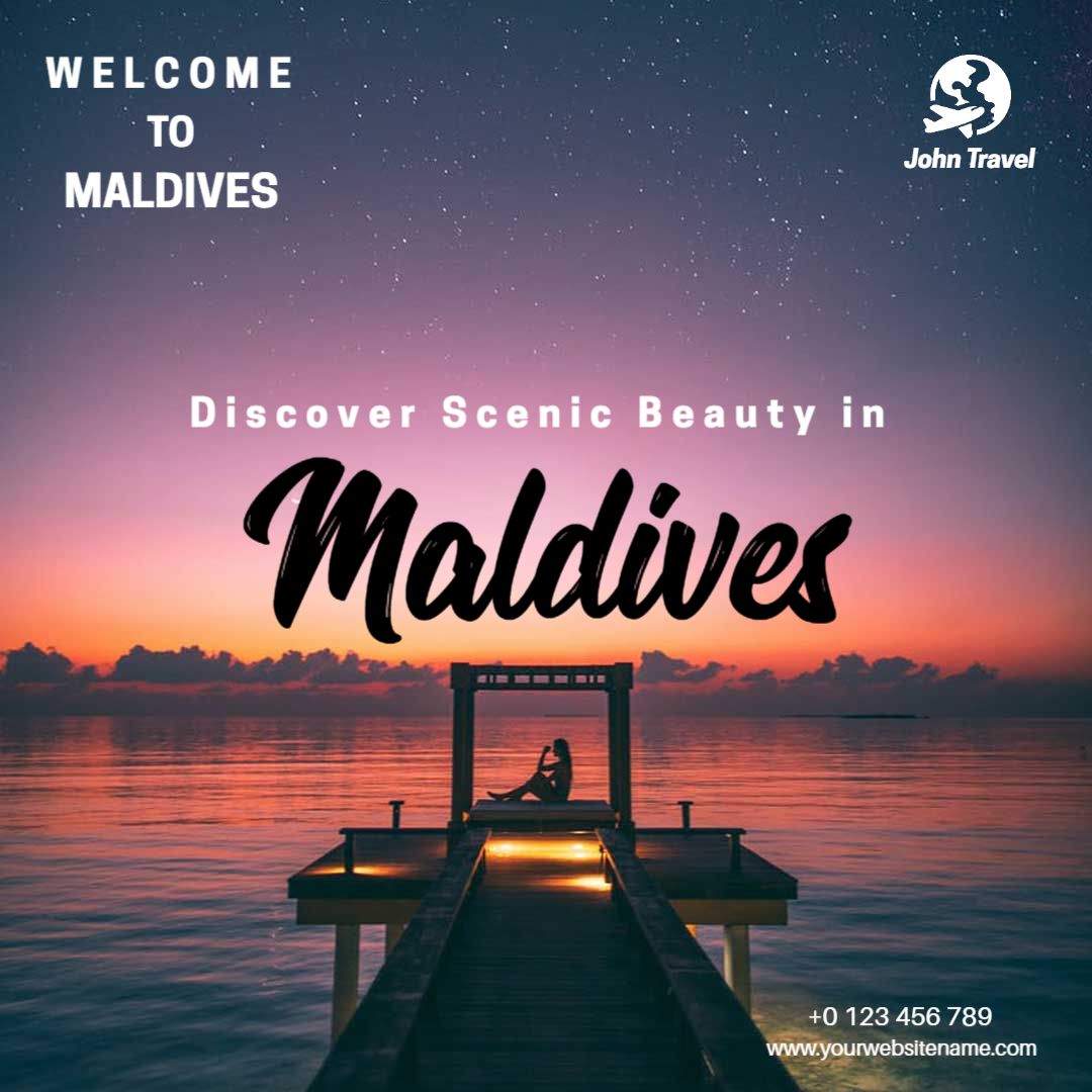 Stunning Sunset Over Water for Maldives Travel Promotions Ad Template
