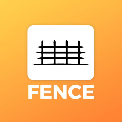 Sturdy Black Fence Design on Bright Orange Background Logo Template